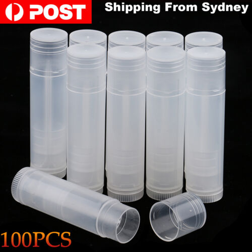 100PCS Clear Lip Balm Tubes Caps 5g Transparent Plastic Empty Lipstick Container - Lets Party