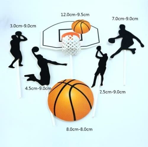 6PCS Basketball Cake Topper Happy Birthday Slam Dunk Basketball Cupcake TopperAU