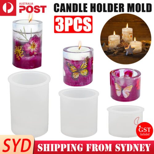 3PCS DIY Silicone Tea Light Candle Holder Mold Resin Making Epoxy Mould Casting