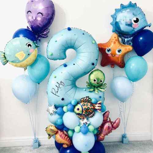 43pcs Ocean Animal Balloon Set Party Supplies 1st 2 3 4 Kids Birthday Decoration