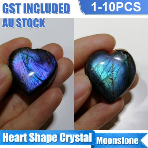 10x Natural Quartz Heart Shaped Crystal Carved Love Stone Healing Gemstone 30mm