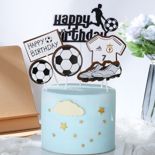 6PCS Soccer Cake Toppers Set Party Supplies Football Sports Birthday Decoration