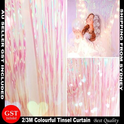 Metallic Tinsel Curtain Foil 2m 3m Backdrop HenParty Birthday Wedding Decoration