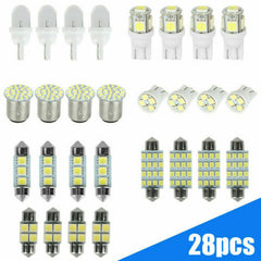 28pcs Car Interior LED Light Bulbs Kit For Dome License Plate Lamp Accessories