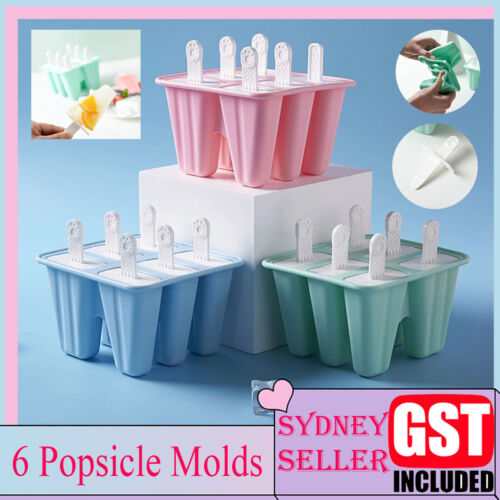 Silicone Ice Cream Mould Block 6 Cavity Frozen Molds Icy Pole Jelly Ice Lolly AU