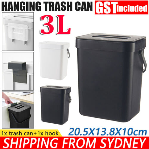 3L Waste Trash Can Cupboard Door Hanging Wall Mounted Kitchen Rubbish Bin AUS