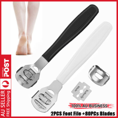 2X Foot File Hard Skin Remover Callus Shaver Corn Cutter Tool Pedicure Blades AU - Lets Party