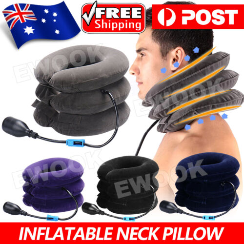 Air Inflatable Neck Pillow Head Cervical Traction Support Stretcher Pain Relief - Lets Party