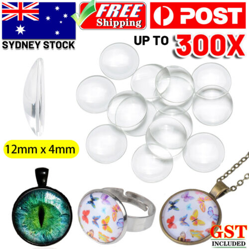 30-300X Cabochons Clear Glass Dome Flat Back Round Transparent 12x4mm Jewellery
