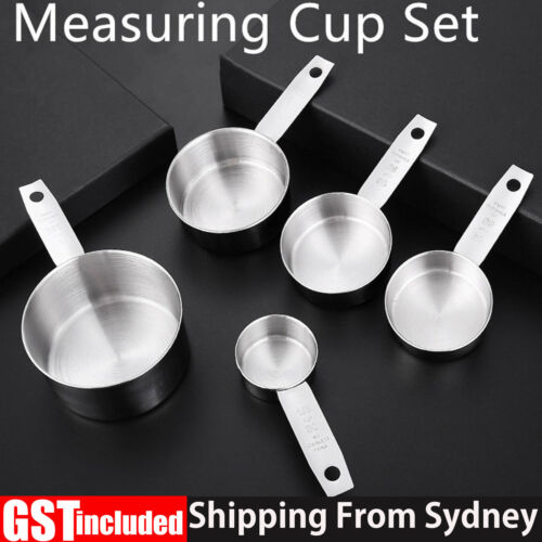 5 Pcs Stainless Steel Measuring Cups and Spoons Set Kitchen Baking Gadget Tools