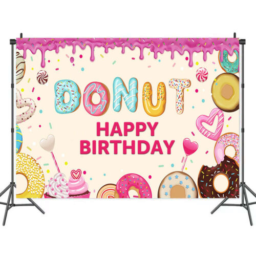 Donut Backdrop Banner Party Supplies Dessert Kids Birthday Decoration