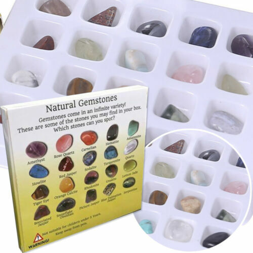 20x Crystal Gemstone Polished Healing Chakra Stone Collection Display Set AU