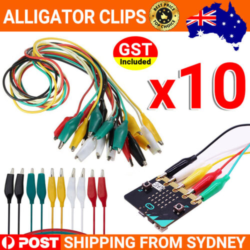 10PCS Electrical Alligator Clips Test lead Jumper Wire Crocodile Cable Wire AU