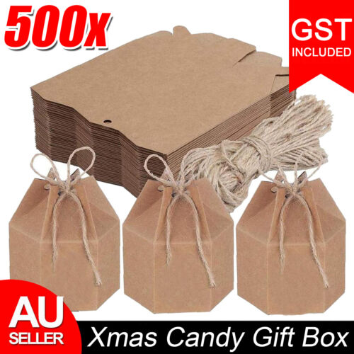 500x Xmas Candy Gift Box Bag Pillow Favor Kraft Paper Gift Favour Wedding Party