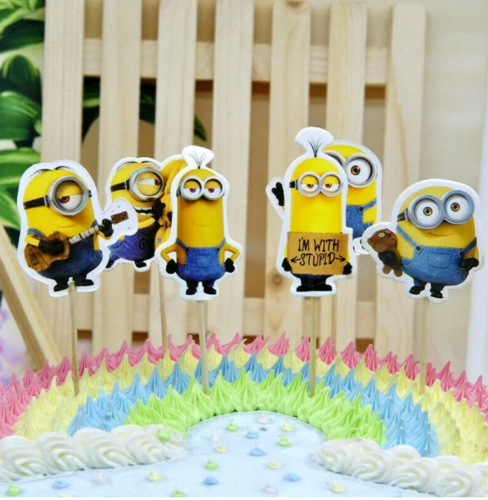 24PCS Minions Cupcake Cake Topper Party Supplies Birthday Decoration