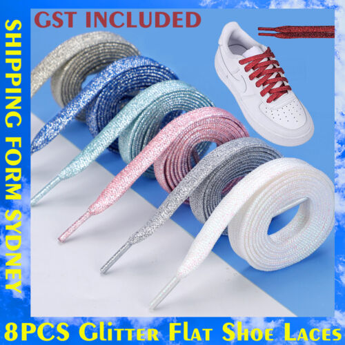 Glitter Sparkle Flat Shoe Laces Flat Shoelaces Lace Shiny Metallic Flat Glitter