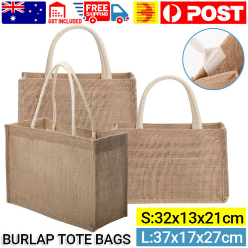 Burlap Tote Bags Blank Jute Beach Shopping Handbag Gift Bags with Handle AU SELL