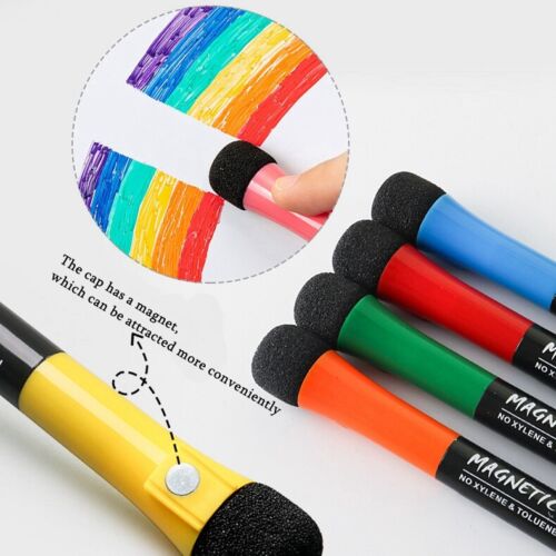 2 Set 12 Colour White Board Fridge Marker Pen Magnetic Dry Wipe Erase Fine Tip - Lets Party