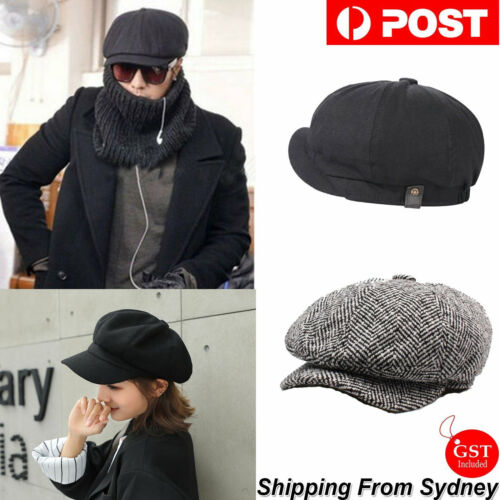 Mens 8 Panels Newsboy Flat Cap Peaky Blinders Baker Boy Golf Driving Beret Hat