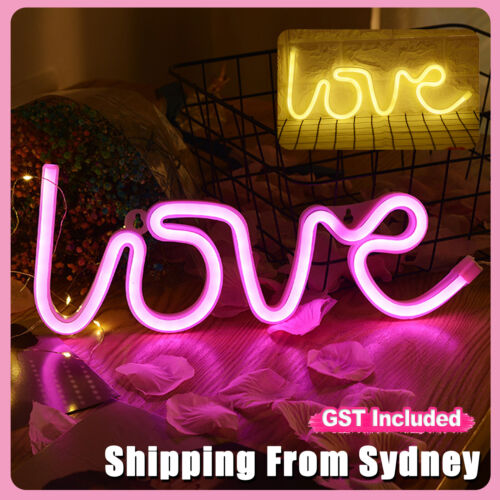 Love LED Neon Sign USB Battery Night Light Wall Bar Club Background Lamp Xmas Au