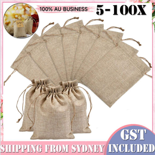 UP100X 15x20cm Small Bag Natural Linen Pouch Drawstring Burlap Jute Sack Jewelry