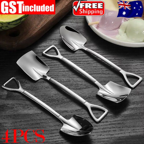 4pcs/set Portable Stainless Steel Kitchen Cutlery Tools Retro Shovel Spoons Set