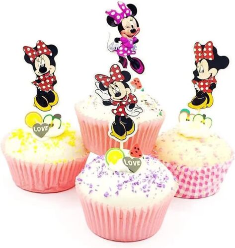 24PCS Minnie Mouse Cupcake Cake Topper Party Supplies Birthday Decoration