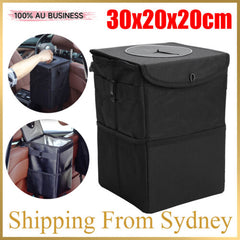 Waterproof Car Organizer Trash Can with Lid Bin Storage Garbage Bag Waste Basket