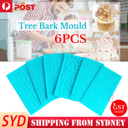 6/12Pcs Cake Mold Fondant Baking Tree Bark Brick Wall Bakeware Decor Mould Set