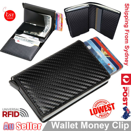 Men RFID Blocking Leather Trifold Credit Cards ID Holder Money Clip Wallet Purse