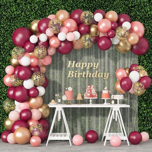 Burgundy Pink Balloon Garland Arch Kit Party Supplies Light Pink Gold Decoration