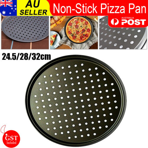 AU Pizza Pan Non-Stick Crisper Tray Oven Baking Bakeware with Holes 24.5~32CM