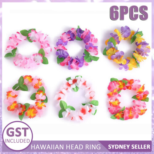 6X Summer Essentials Hawaiian Hawaiian Leaf Flower Head Rings Decorate Brand AU