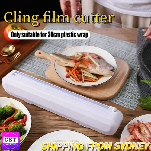 Food Wrap Dispenser Plastic Cutter Foil Cling Film Storage Holder Box Kitchen AU