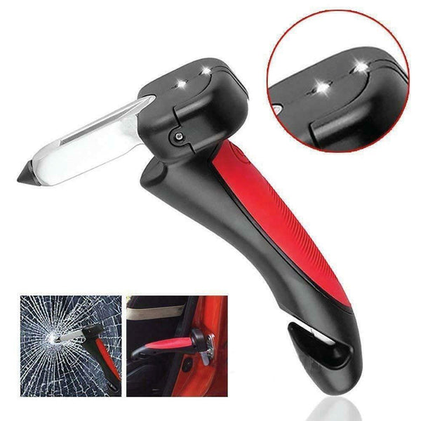 Car Cane Belt Cutter Portable EMERGENCY Hammer Aid Flashlight LED Auto Handle - Lets Party