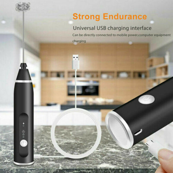 Usb Charging Electric Egg Beater Milk Frother Handheld Drink Coffee Foamer Aus - Lets Party