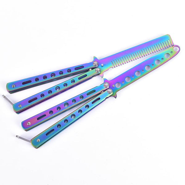 All Color Butterfly Comb knife Metal Folding Practice Trainer Training Tool - Lets Party