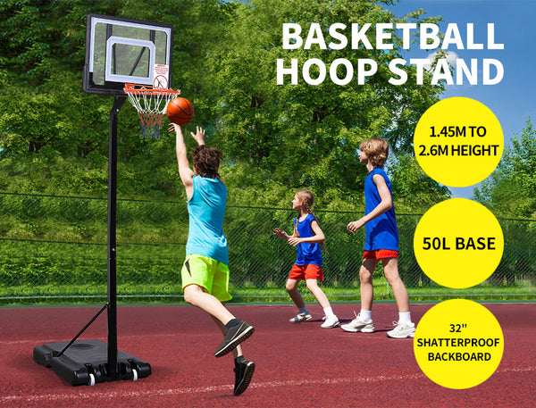 Basketball Hoop Stand Kid Rim Ring System Large Backboard Net Height Adjustable - Lets Party