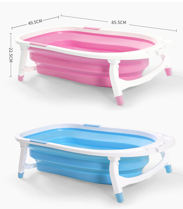 Baby Bath Tub Infant Toddlers Foldable Bathtub Folding Safety Bathing ShowerBlue - Lets Party