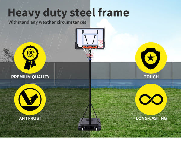 Basketball Hoop Stand Kid Rim Ring System Large Backboard Net Height Adjustable - Lets Party