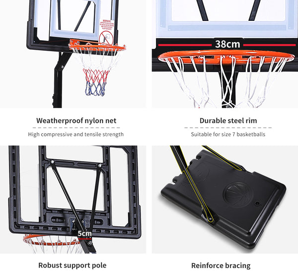 Basketball Hoop Stand Kid Rim Ring System Large Backboard Net Height Adjustable - Lets Party