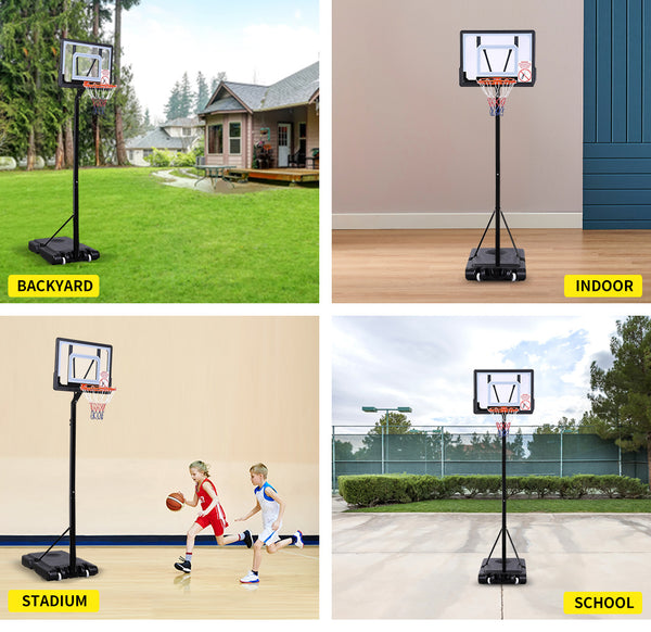 Basketball Hoop Stand Kid Rim Ring System Large Backboard Net Height Adjustable - Lets Party