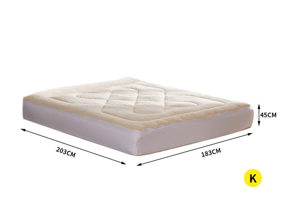 Dreamz Mattress Topper 100% Wool Underlay Reversible Mat Pad Protector King - Lets Party